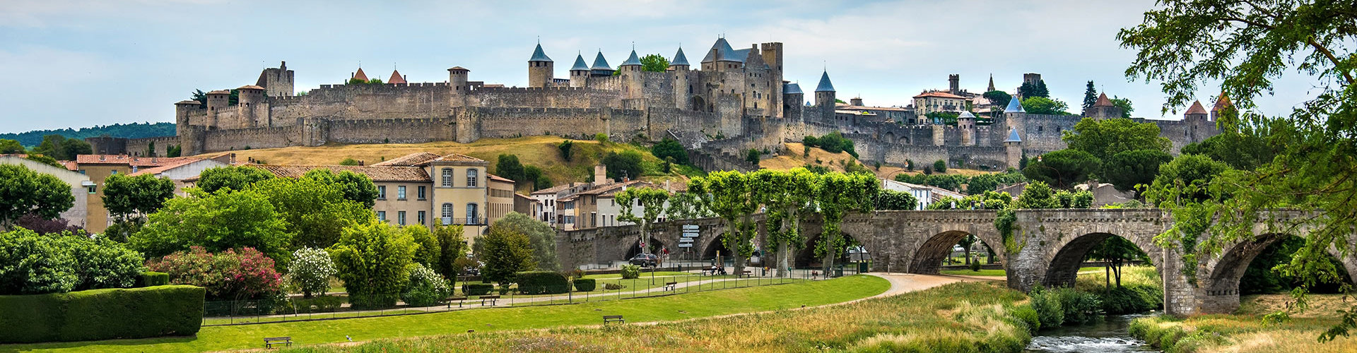 Uitzicht op de middeleeuwse citadel van Carcassonne