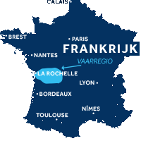 De kaart laat zien waar Charente zich in Frankrijk bevindt 